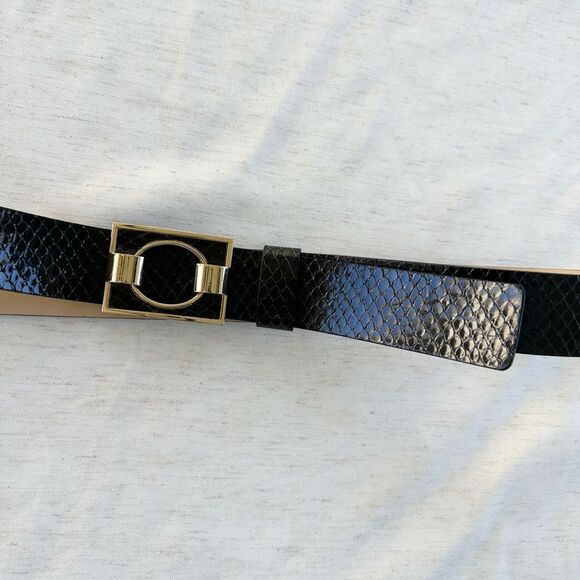 Banana Republic Black Leather Statement Belt L (NEW) - Picture 2 of 8